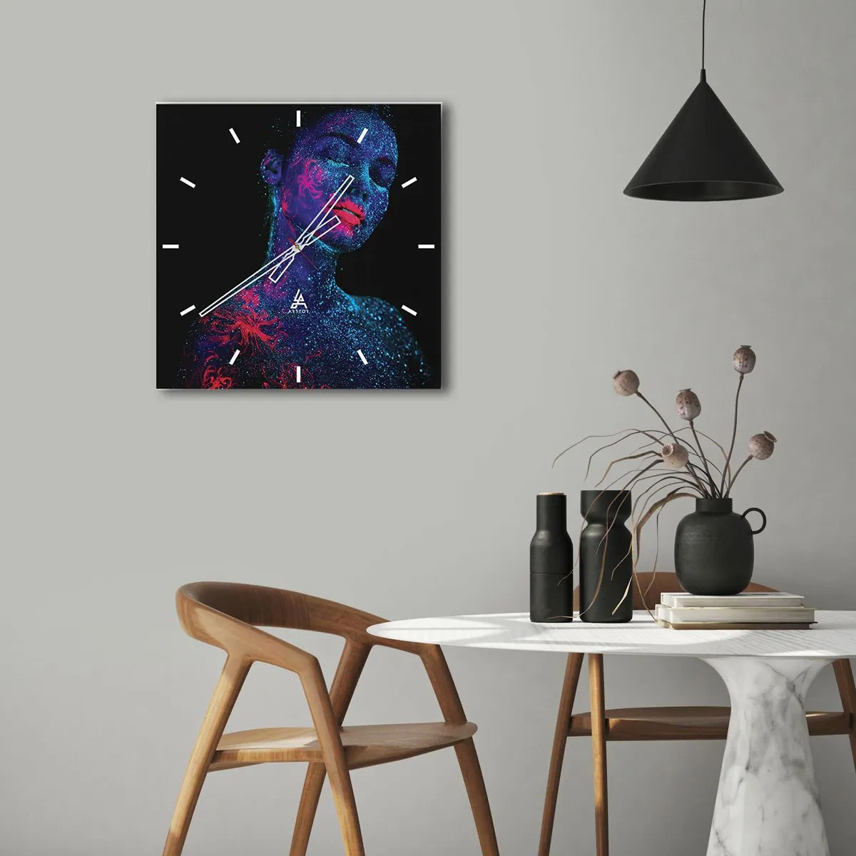 Relógio de parede - Relógio em vidro - Na poeira estelar - 30x30 cm