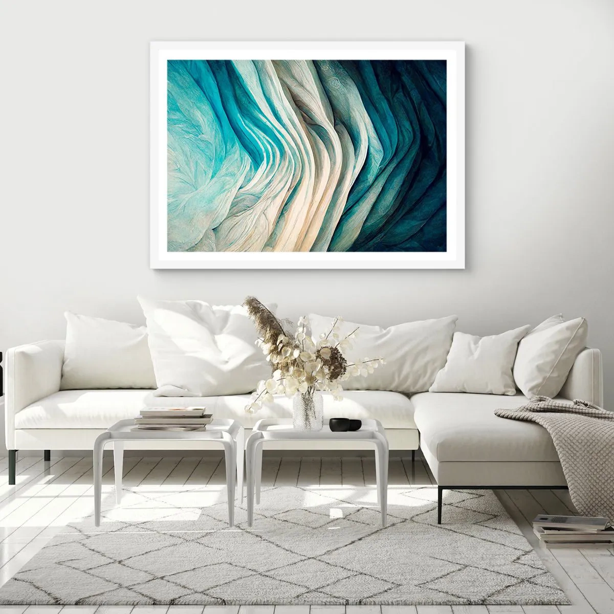 Pôster em moldura branca - Insaciabilidade azul - 50x40 cm