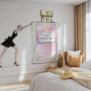 Papel de Parede Autocolante Deluxe Sticker - A essência da feminilidade - Mulher, Perfume, Moda - 350x256 cm