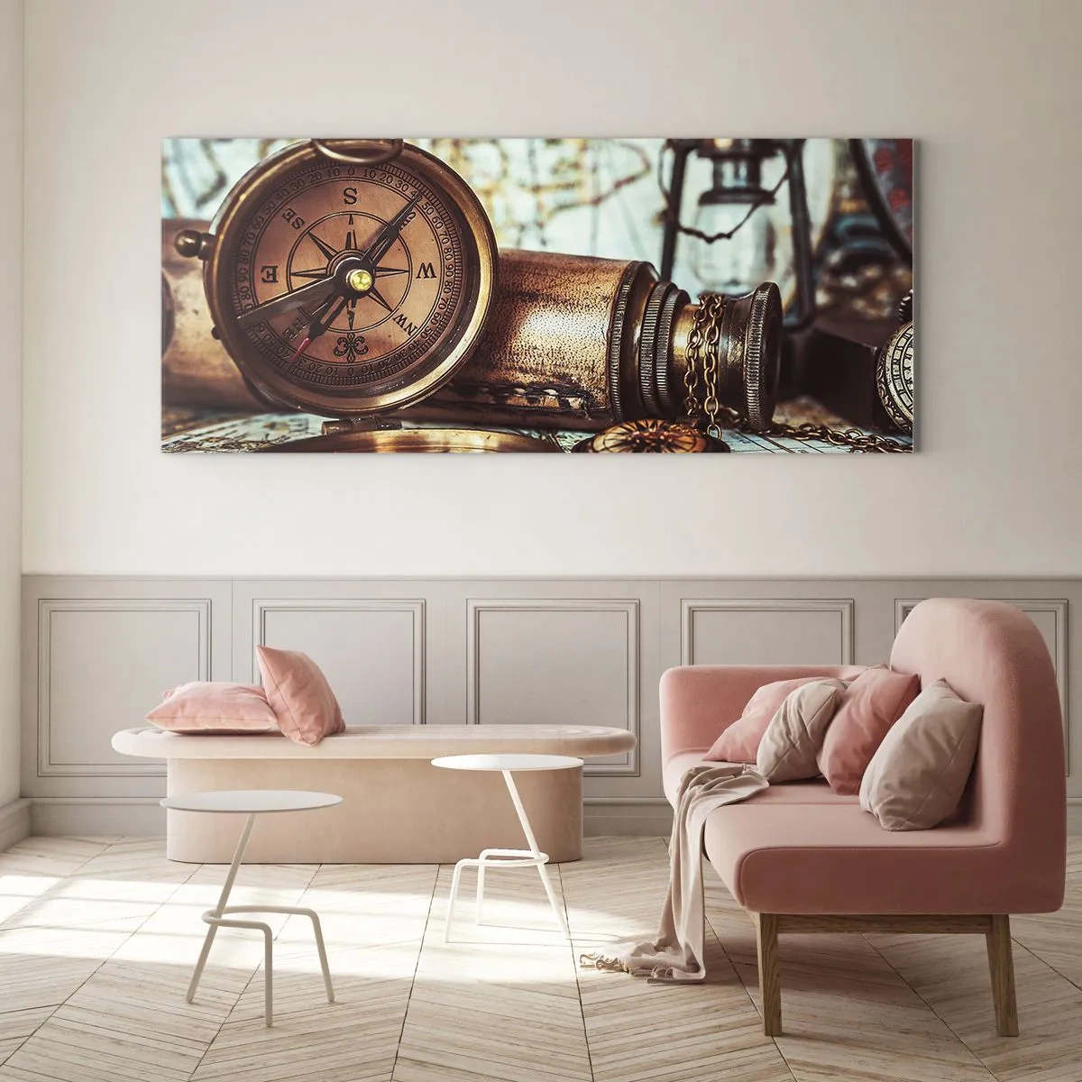 Quadro em vidro - Uma aventura pirata no Caribe - 90x30 cm