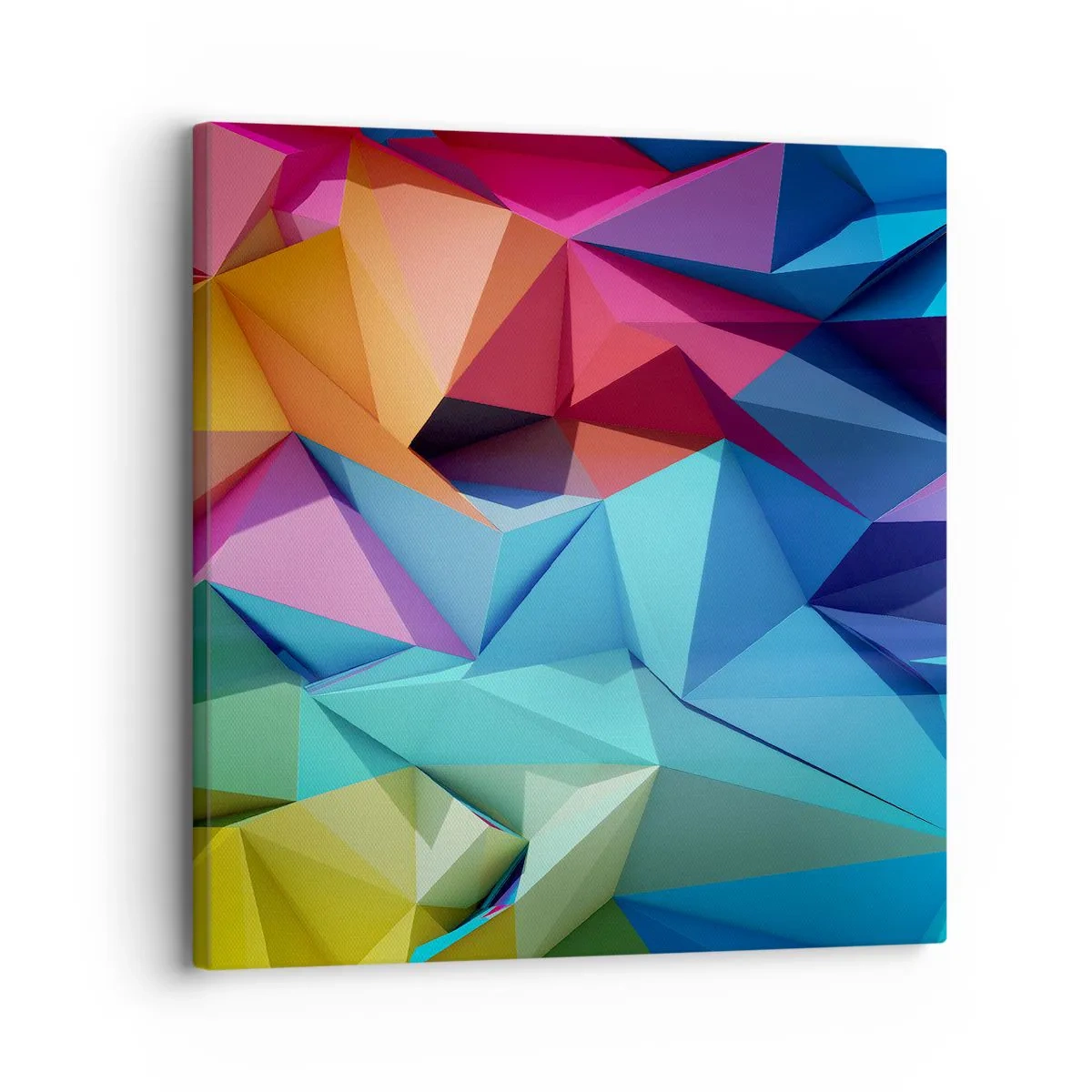 Quadro em tela - Arco-íris de origami - 30x30 cm