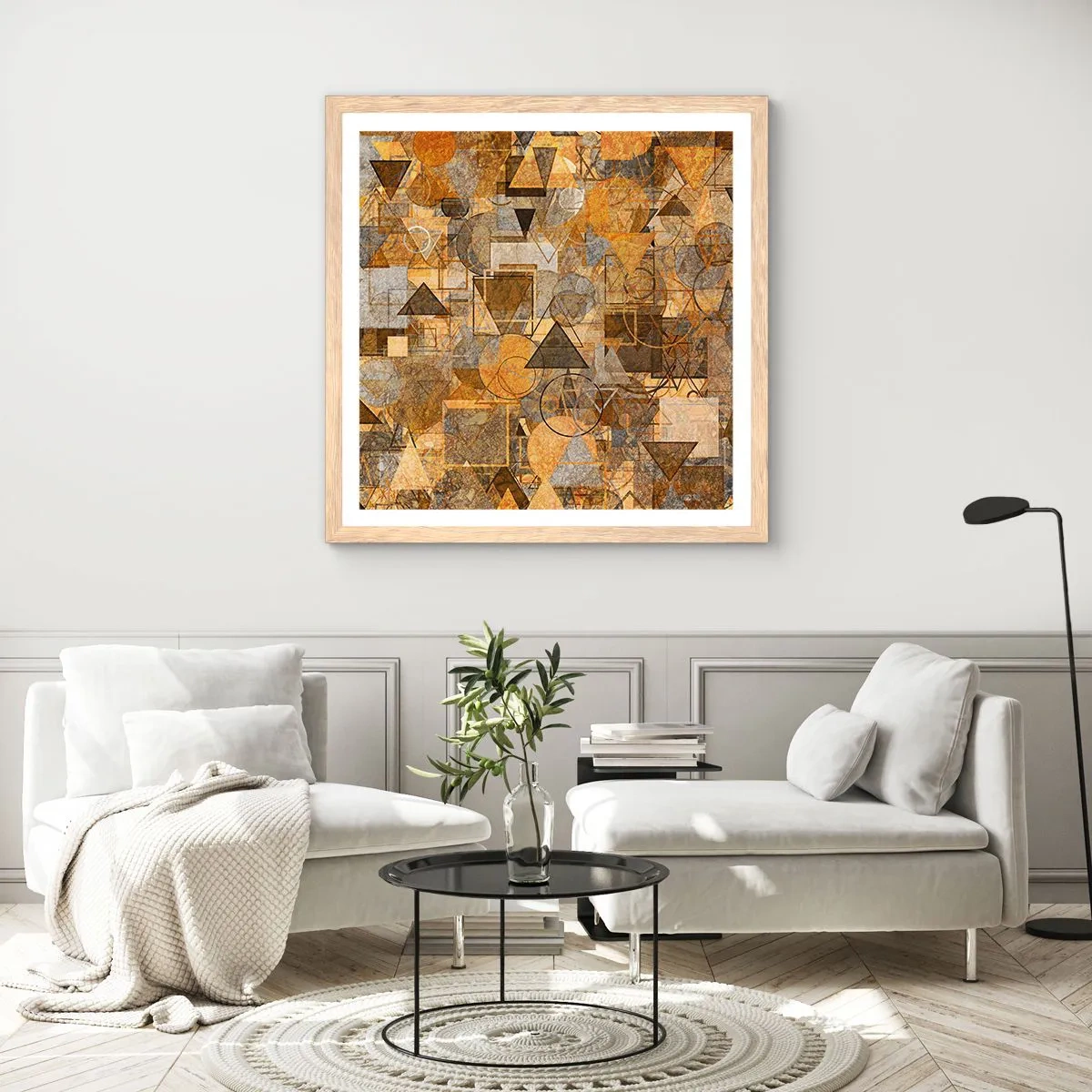 Pôster com moldura de carvalho claro - O mundo em forma - 60x60 cm