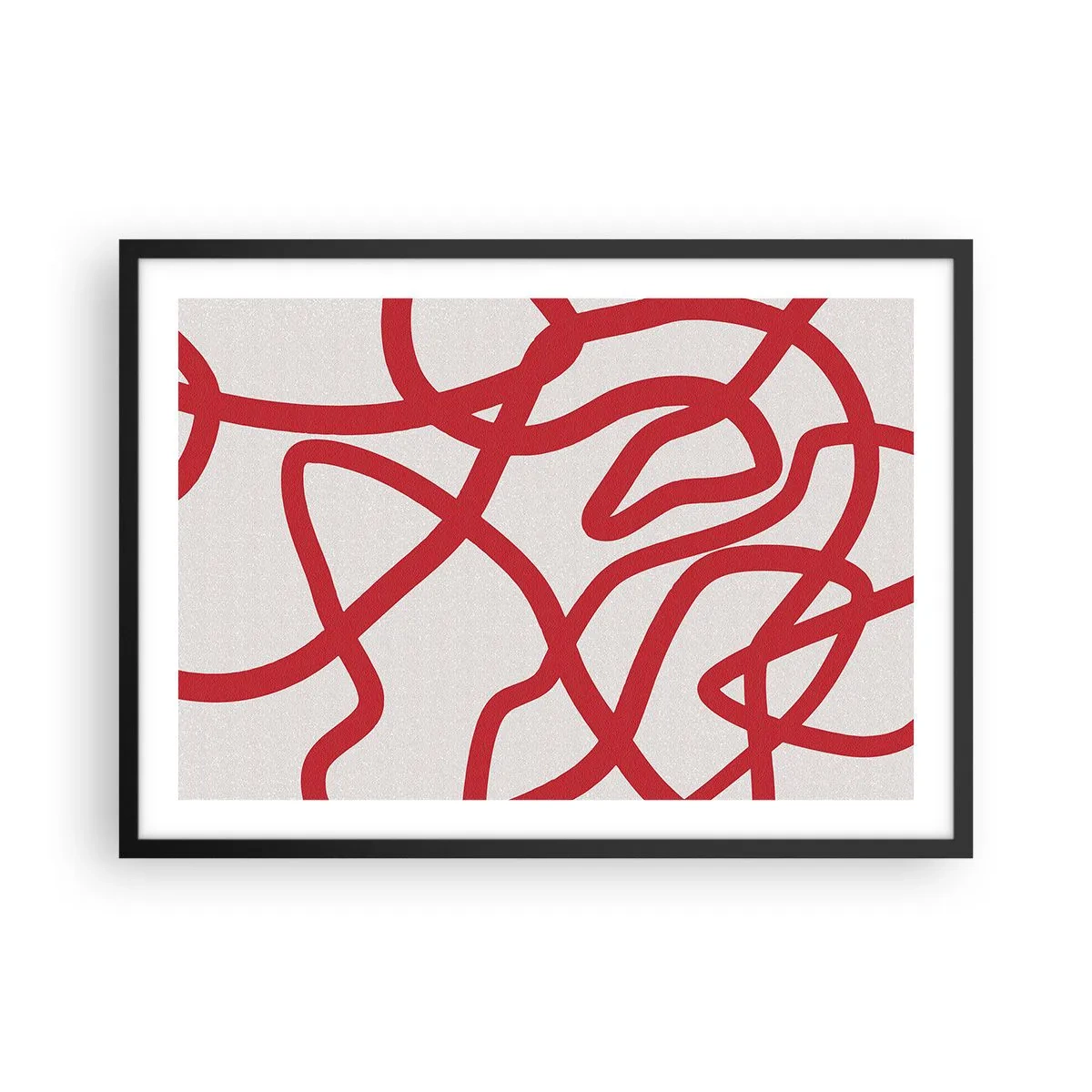 Pôster com moldura preta - Vermelho em branco - 70x50 cm