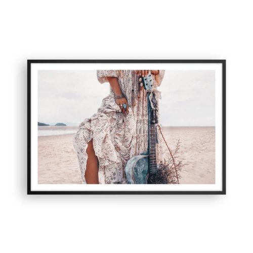 Pôster com moldura preta - Flores a caminho - 91x61 cm