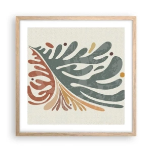 Pôster com moldura de carvalho claro - Folha multicolorida - 50x50 cm