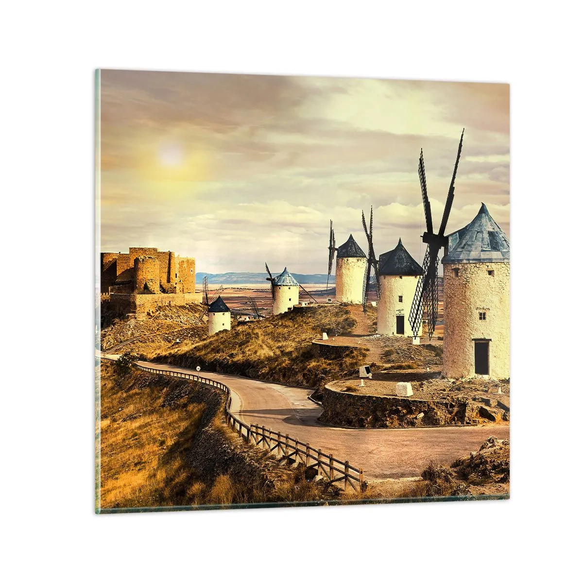 Quadro em vidro - Dom Quixote está prestes a aparecer - 60x60 cm