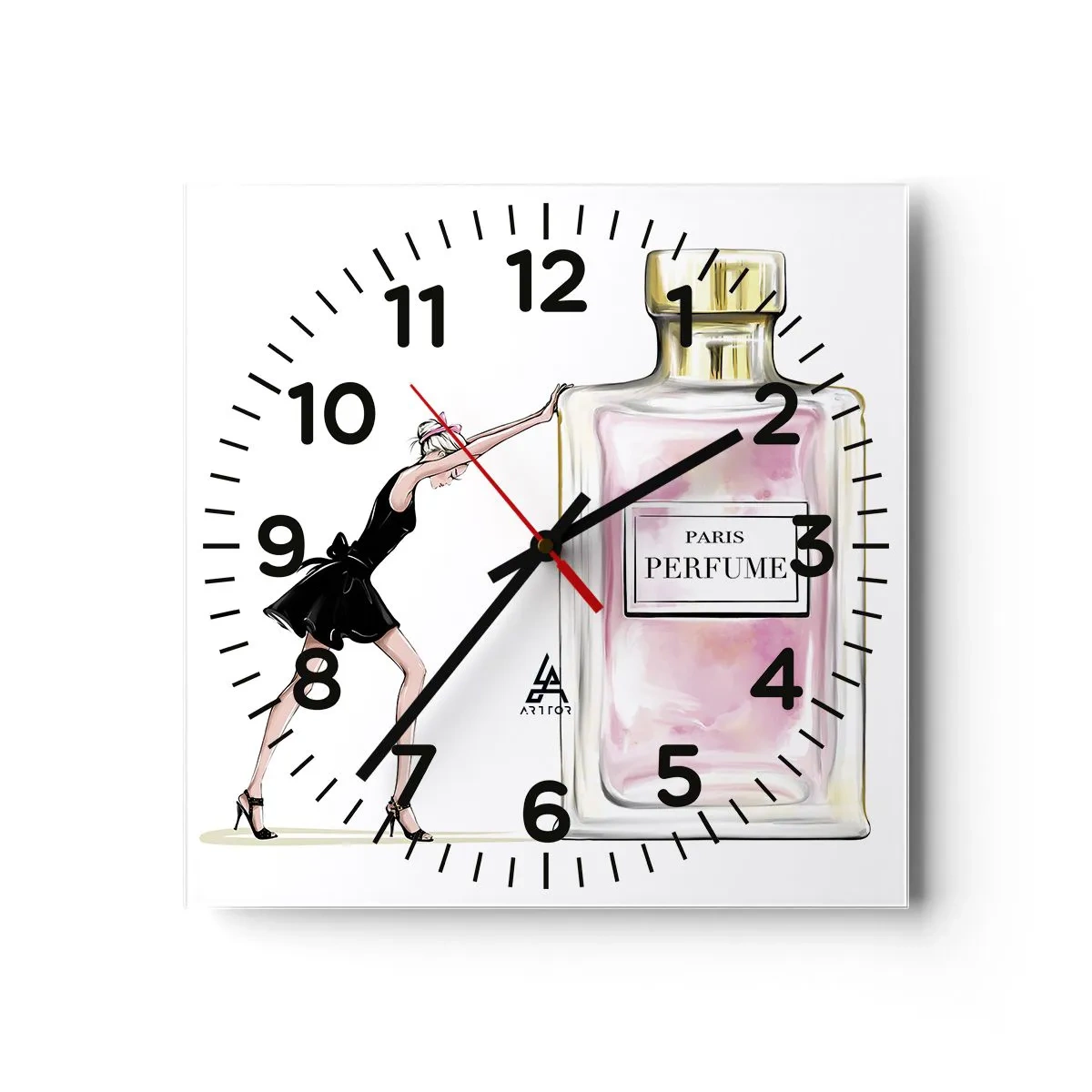Relógio de parede - Relógio em vidro - A essência da feminilidade - 30x30 cm