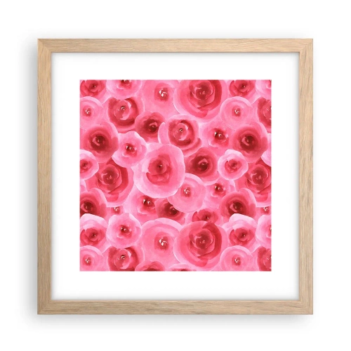 Pôster com moldura de carvalho claro - Rosas acima e abaixo - 30x30 cm