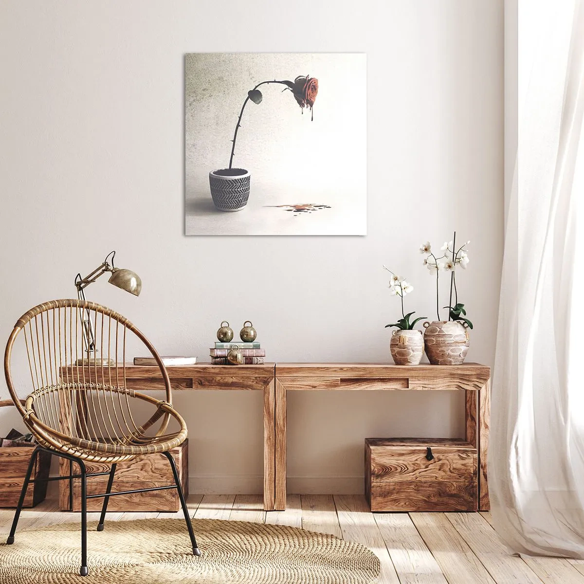 Quadro em tela - Rosa dolorosa - 70x70 cm