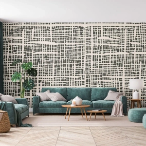 Papel de Parede Autocolante Deluxe Sticker - Uma composição tecida - Abstração, Gráficos, Pedaço - 450x315 cm