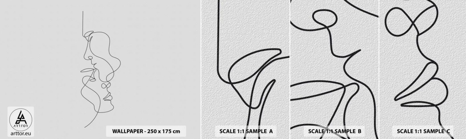 Amostra de Papel de Parede Standard Eco - O calor dos desejos amargos - Gráficos, Casal apaixonado, Beijo - 100x30 cm