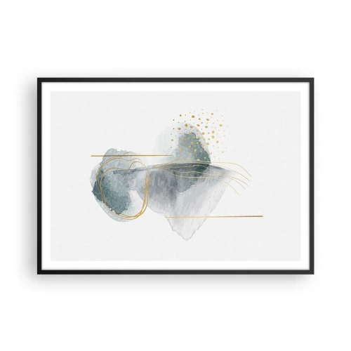 Pôster com moldura preta - Sobre a relação entre o cinza e o dourado - 100x70 cm