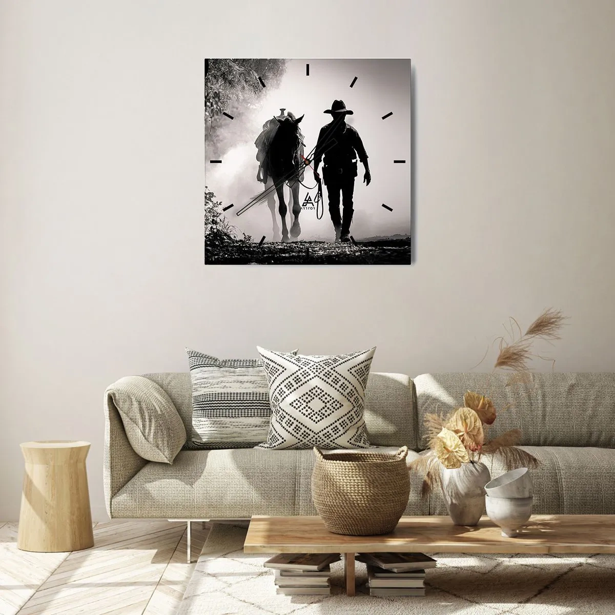 Relógio de parede - Relógio em vidro - Manhã no Texas - 30x30 cm