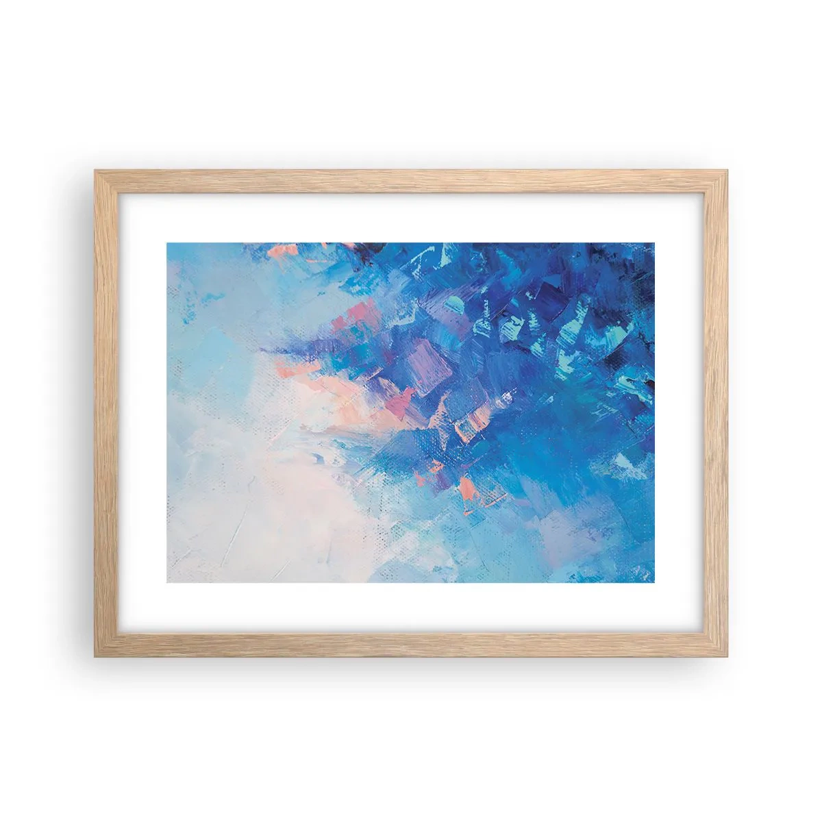 Pôster com moldura de carvalho claro - Abstração de inverno - 40x30 cm