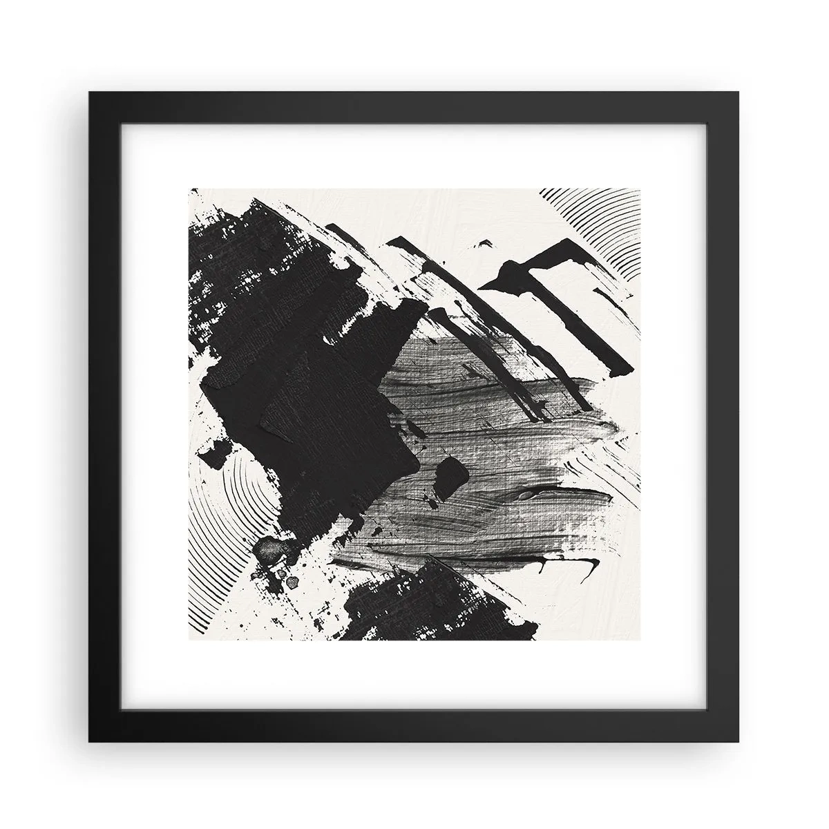 Pôster com moldura preta - Abstração – expressão do preto - 30x30 cm