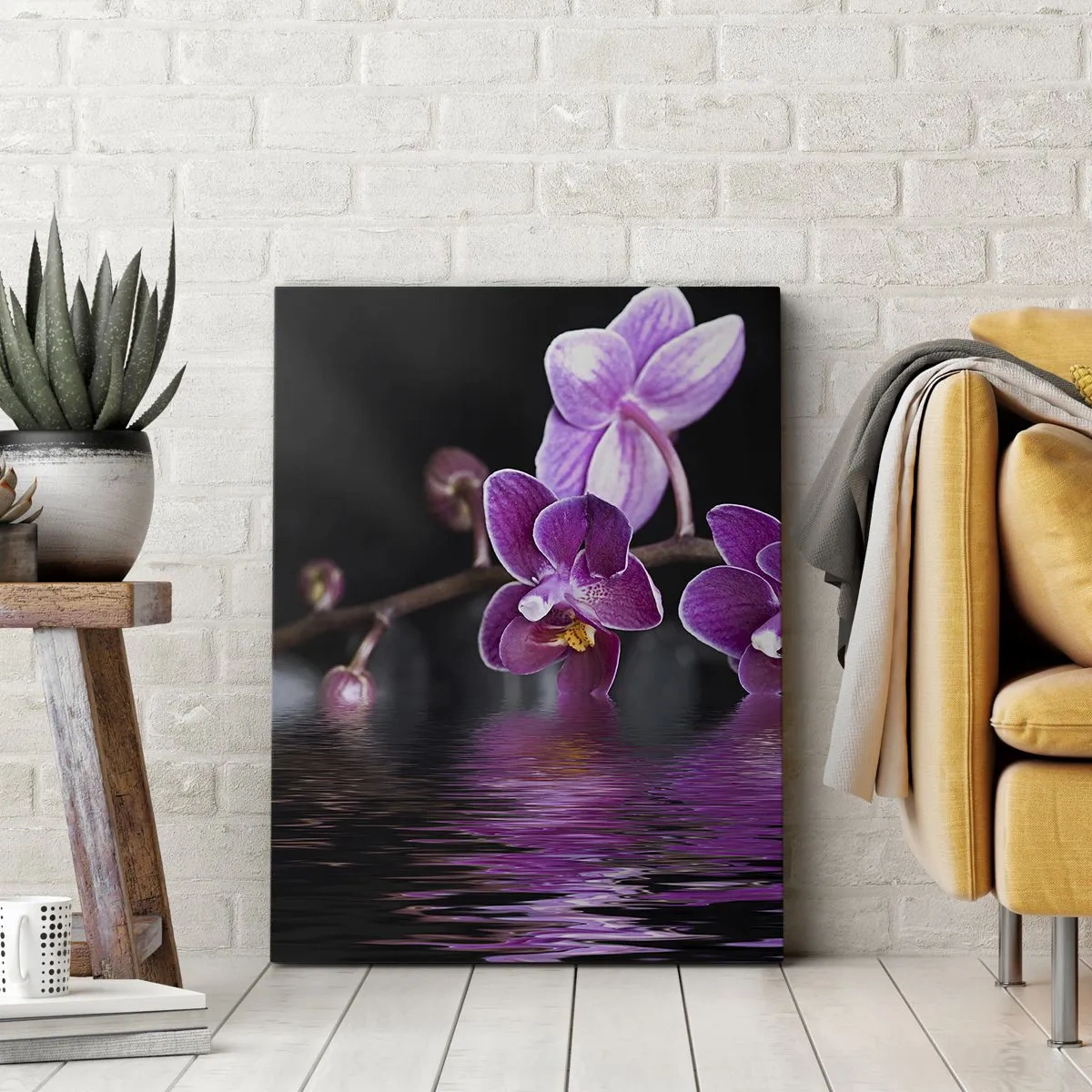 Quadro em tela - Reflexo lilás da beleza - 45x80 cm