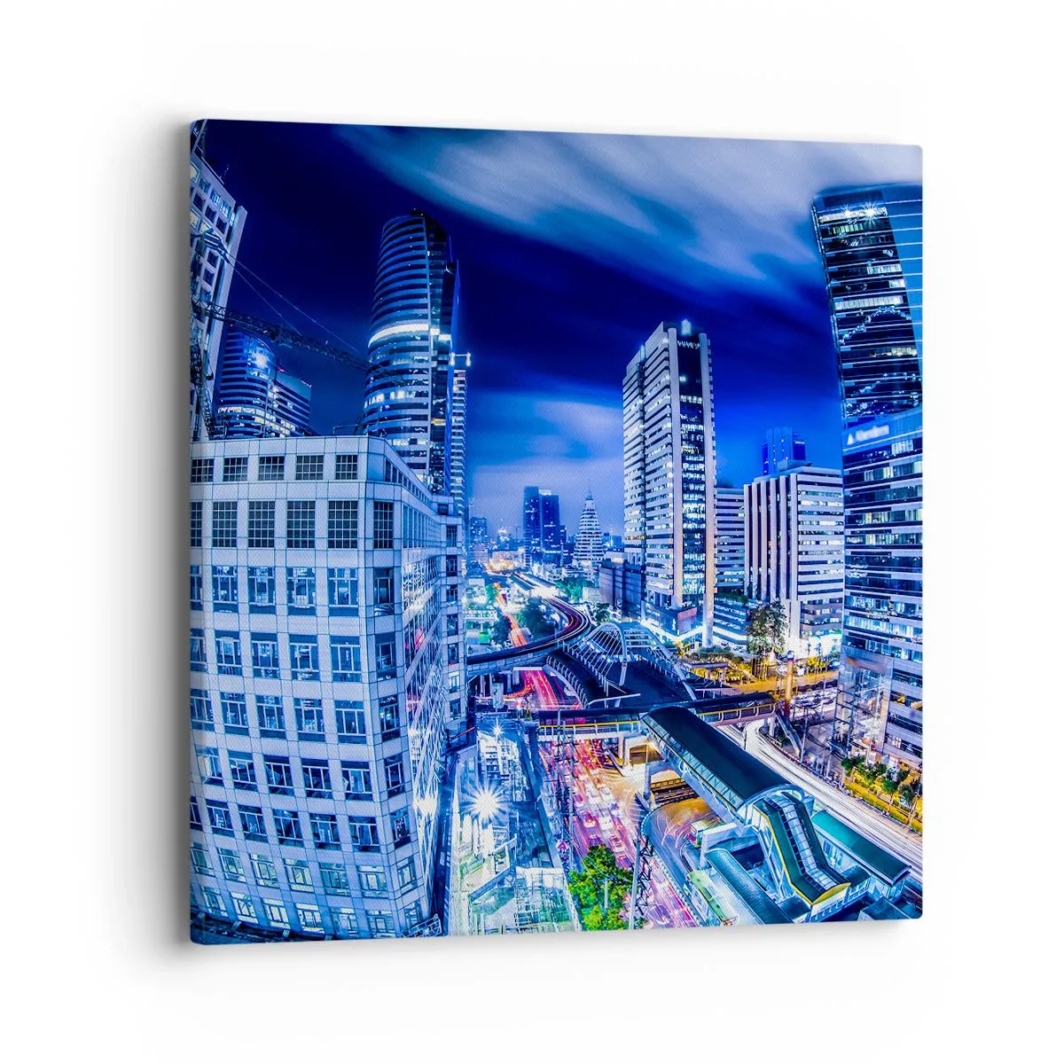 Quadro em tela - Ritmos da cidade noturna - 40x40 cm