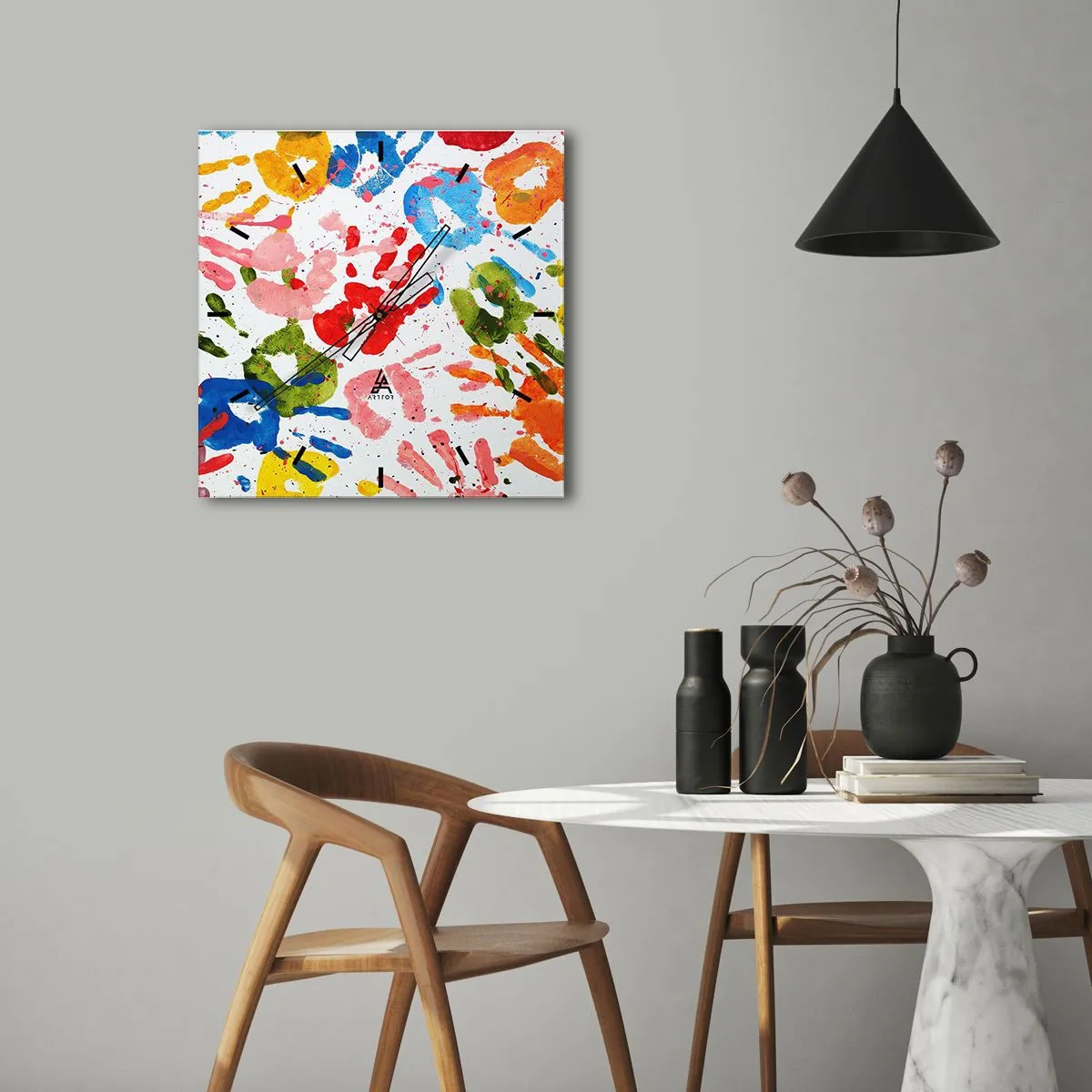 Relógio de parede - Relógio em vidro - Siga os passos - 40x40 cm