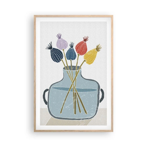 Pôster com moldura de carvalho claro - Como semeou a papoula - 61x91 cm