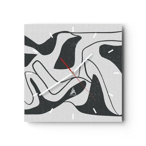 Relógio de parede - Relógio em vidro - Labirinto abstrato divertido - 30x30 cm