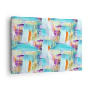 Quadro em tela - Abstração colorida com pinceladas dinâmicas - 70x50cm - Uma alegre coposição de camadas - Decoração de parede moderna para a sala de estar e quarto ARTTOR