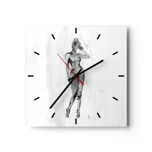 Relógio de parede - Relógio em vidro - Um estudo do ideal da feminilidade - 30x30 cm