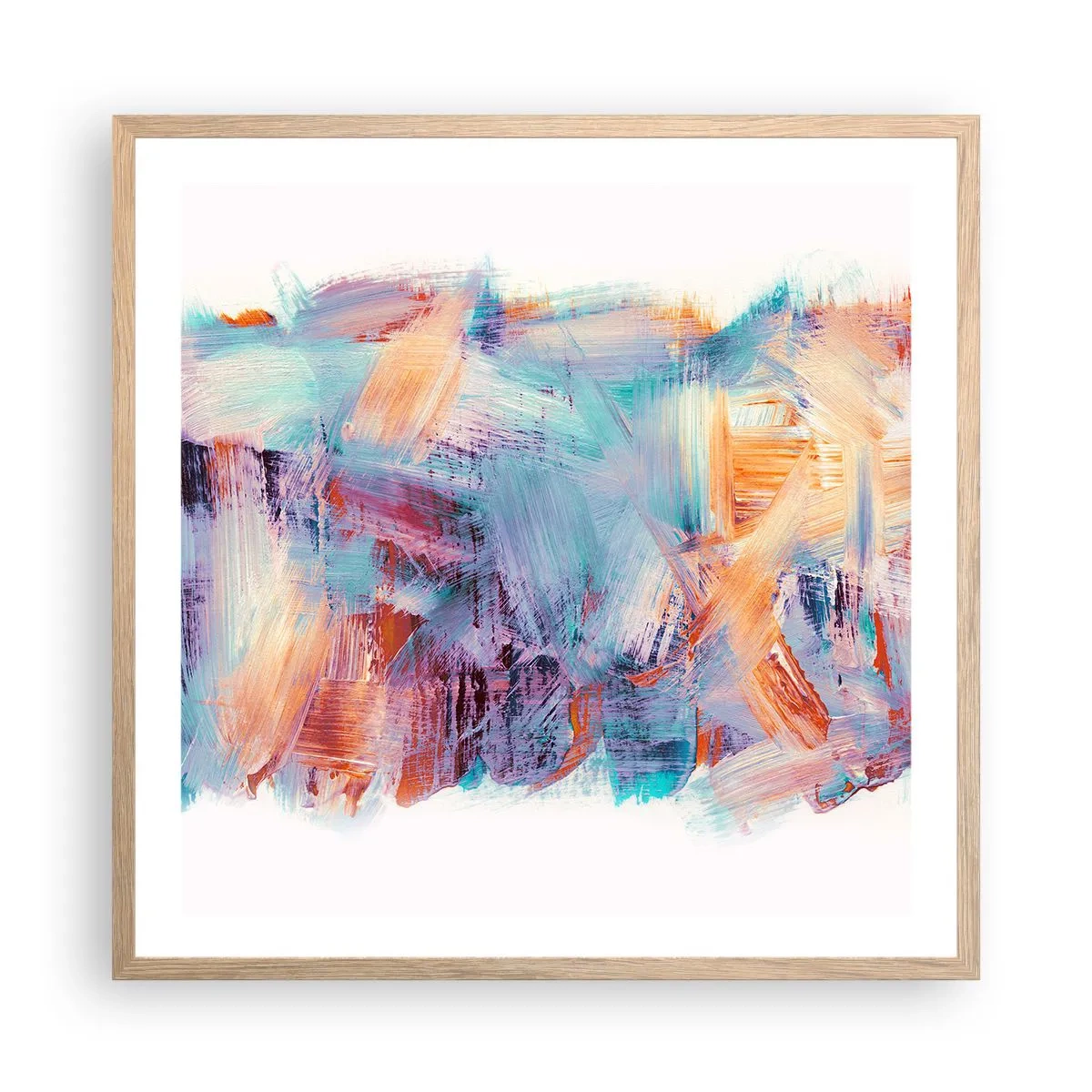 Pôster com moldura de carvalho claro - Uma bagunça colorida - 60x60 cm