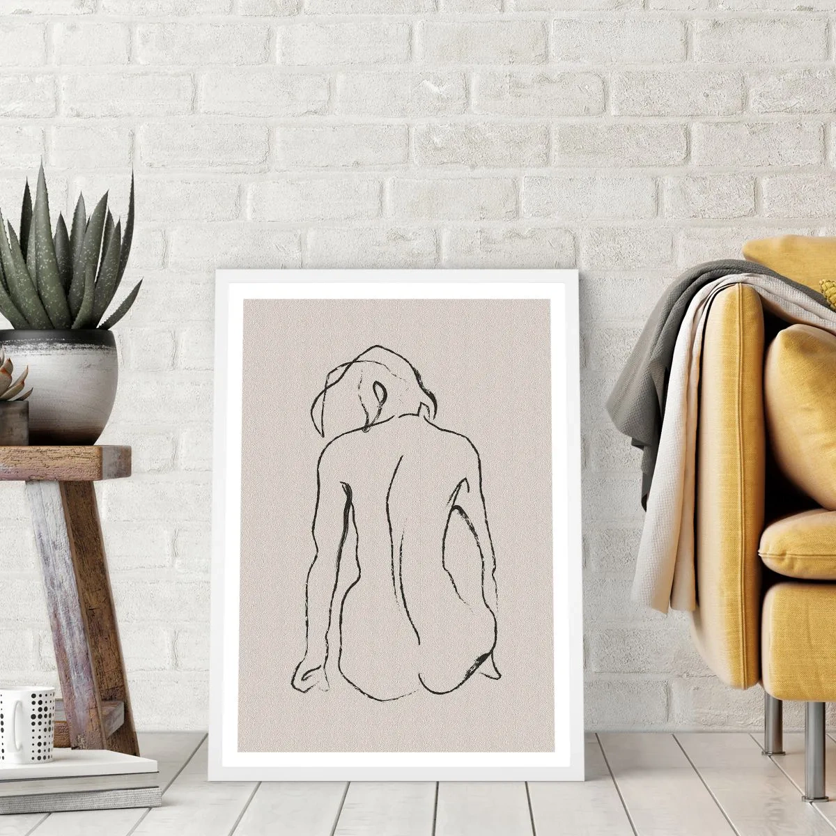 Pôster em moldura branca - Nu de rapariga - 50x70 cm