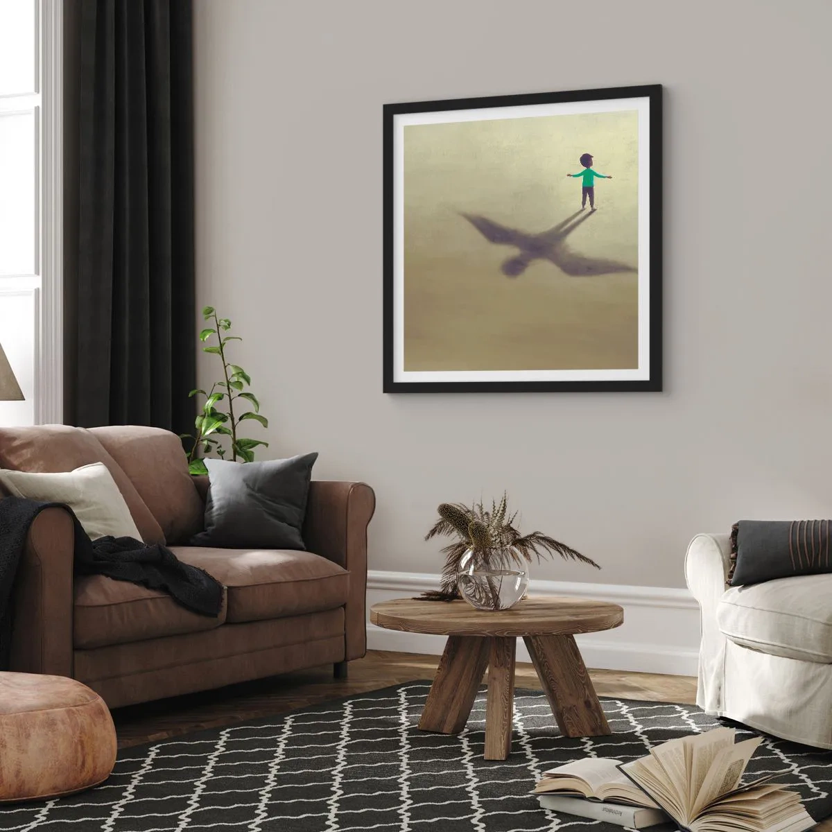 Pôster com moldura preta - Herói do futuro - 50x50 cm