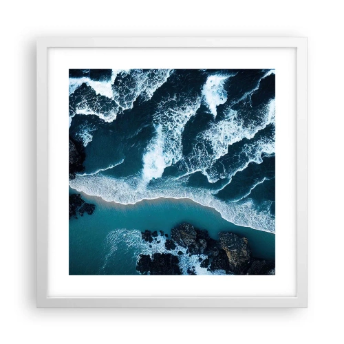 Pôster em moldura branca - Envolto em ondas - 40x40 cm