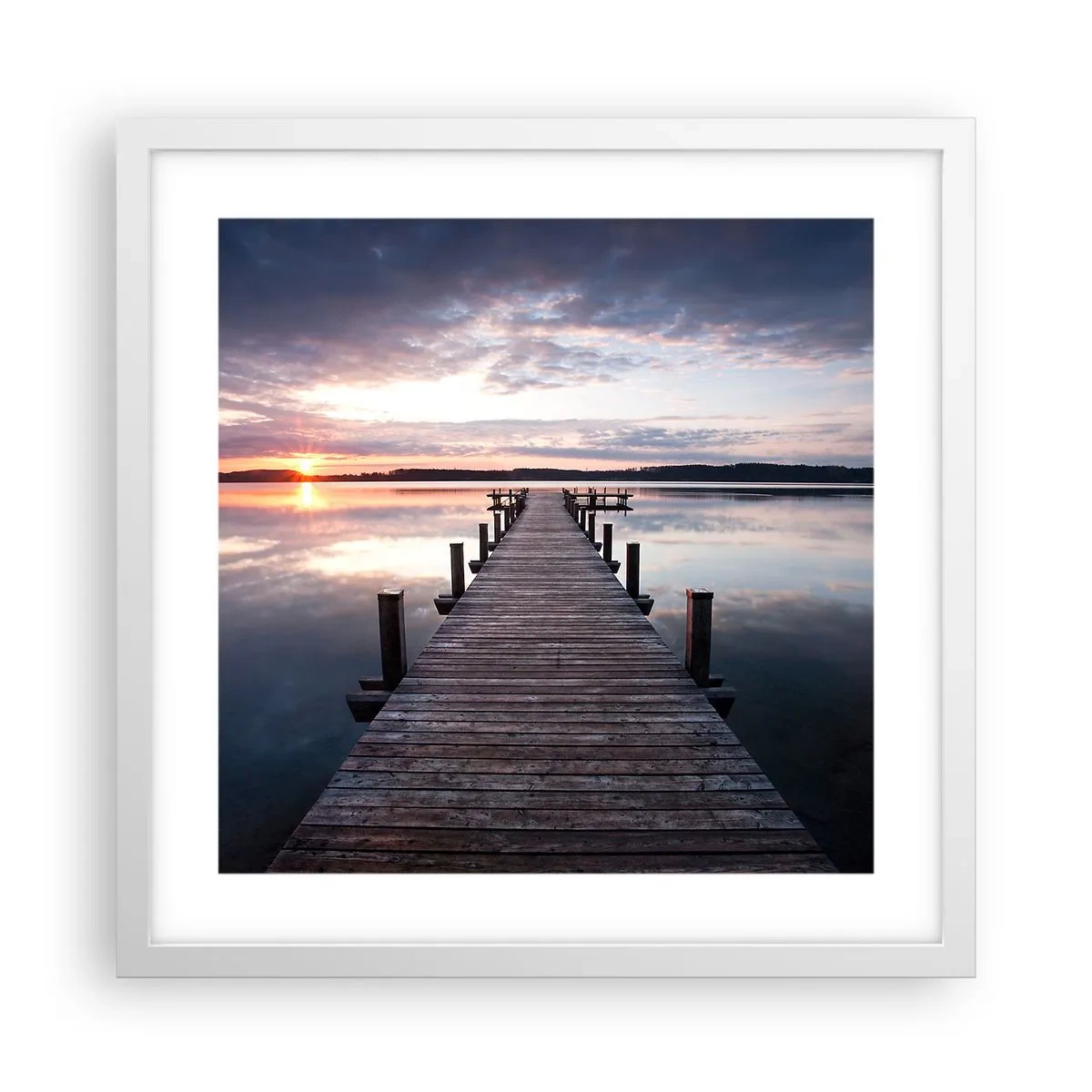 Pôster em moldura branca - A tranquila fronteira do dia e da noite - 40x40 cm