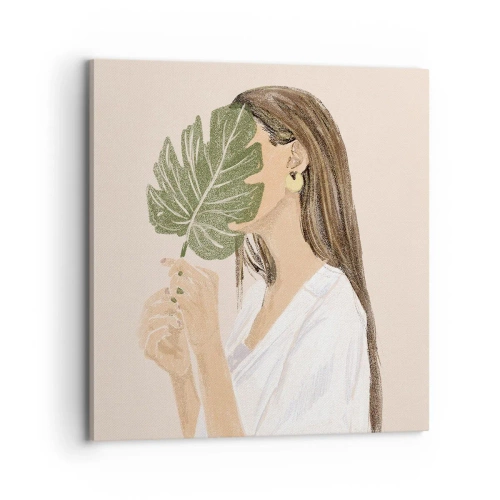 Quadro em tela - Retrato misterioso com uma adepta - 70x70 cm