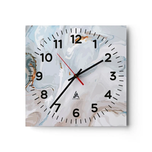 Relógio de parede - Relógio em vidro - Branco elevado - 30x30 cm