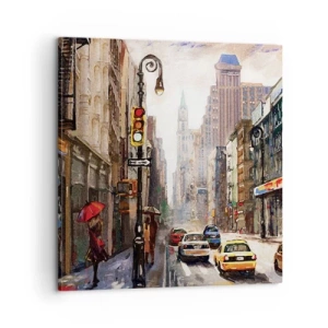 Quadro em tela - Nova York – colorida também na chuva  - 60x60 cm