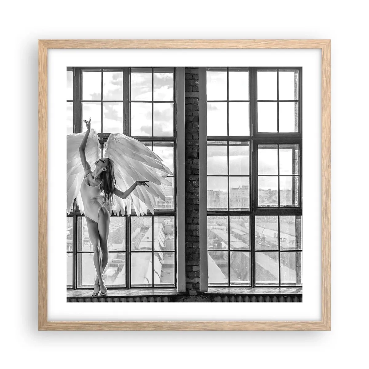 Pôster com moldura de carvalho claro - Cidade dos Anjos? - 50x50 cm