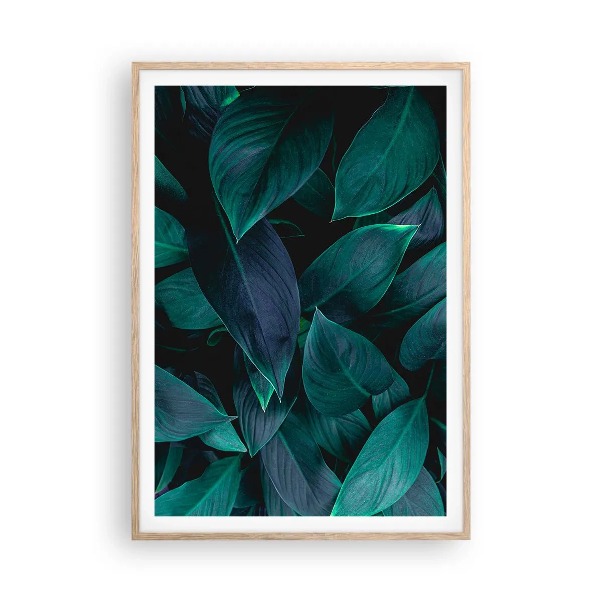 Pôster com moldura de carvalho claro - Verde em si - 70x100 cm