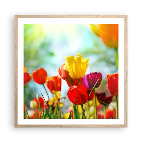 Pôster com moldura de carvalho claro - Todas as cores do sol - 60x60 cm