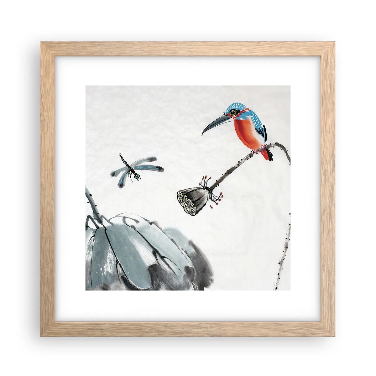 Pôster com moldura de carvalho claro - A vida do prado - 30x30 cm