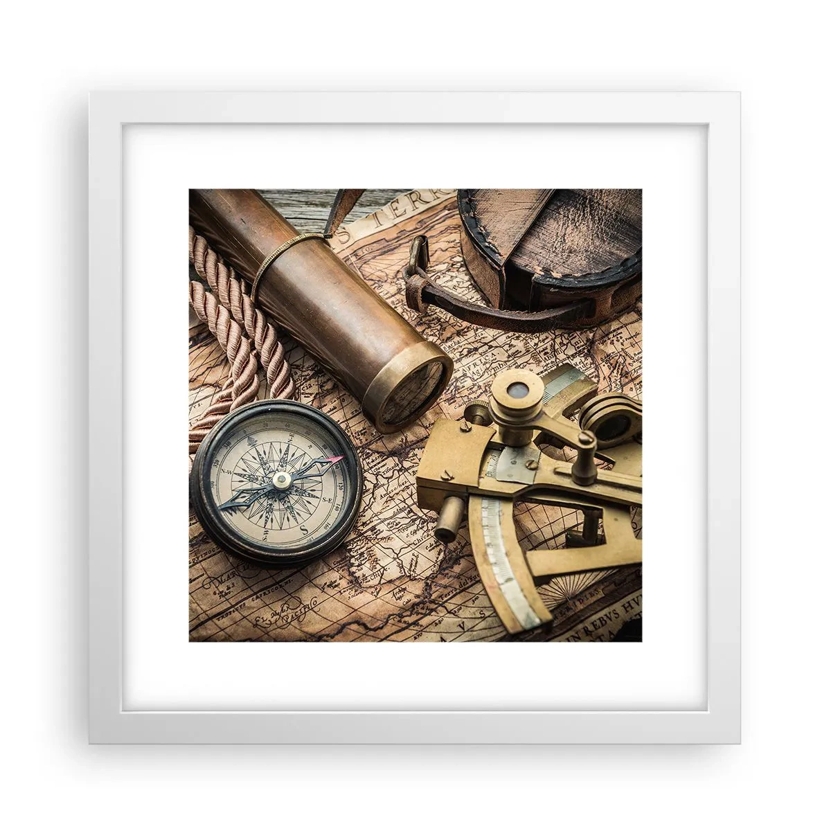 Pôster em moldura branca - Definir um rumo - 30x30 cm