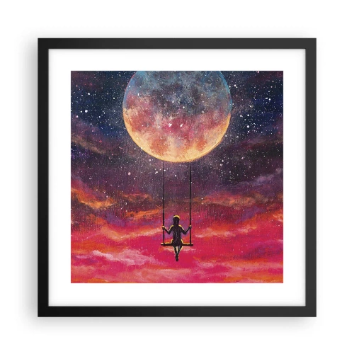 Pôster com moldura preta - Balanço nas nuvens - 40x40 cm