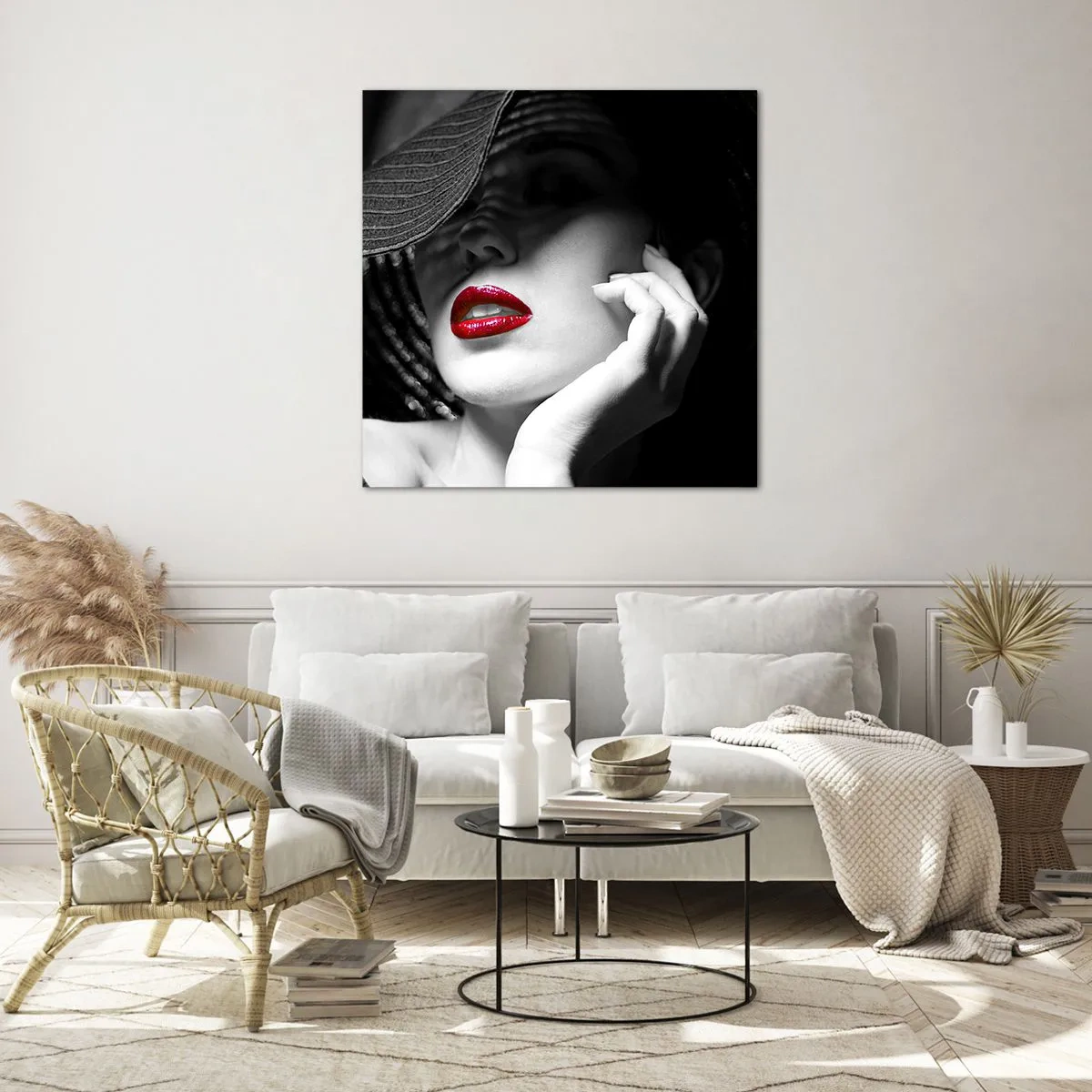 Quadro em vidro - Um estudo em vermelho - 40x40 cm