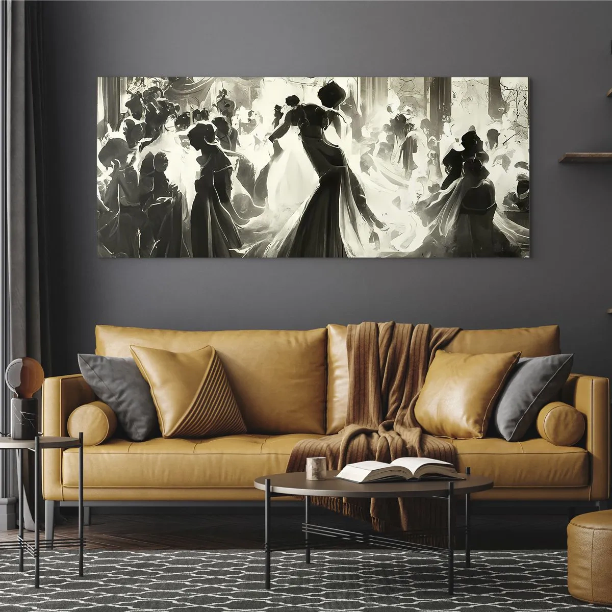 Quadro em vidro - O grande baile de máscaras - 100x40 cm