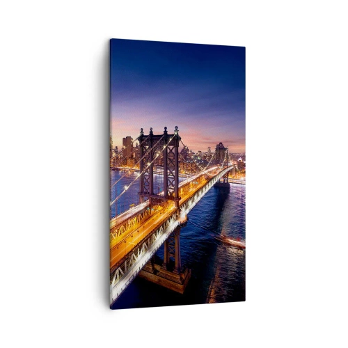 Quadro em tela - Uma ponte luminosa para o coração da cidade - 45x80 cm