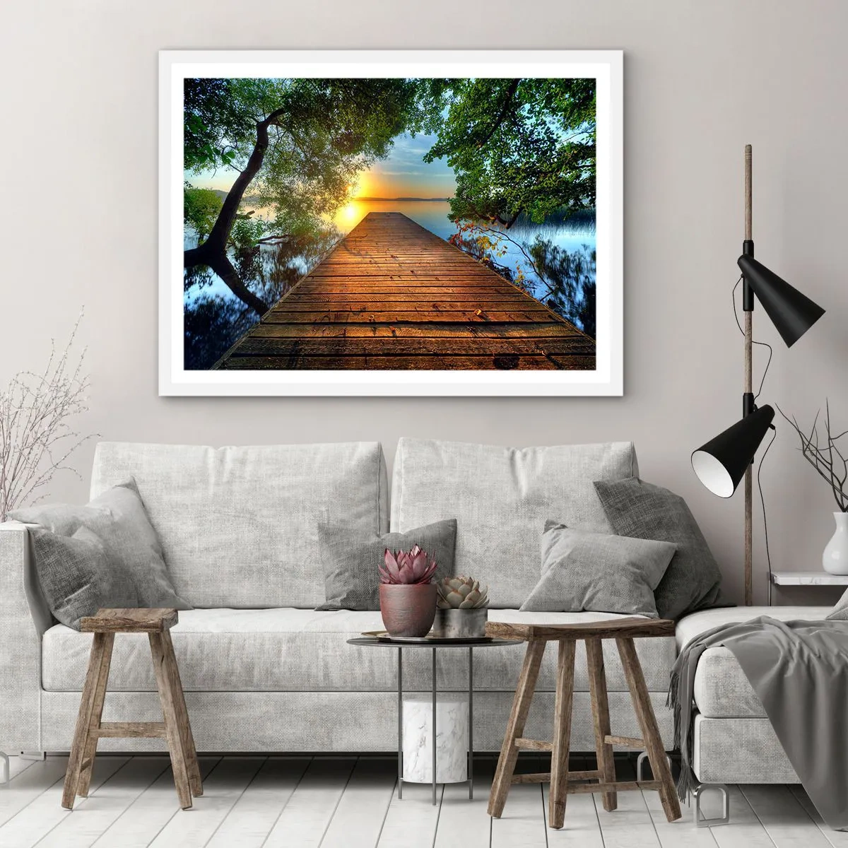 Pôster em moldura branca - Tome o seu tempo, sente-se - 70x50 cm