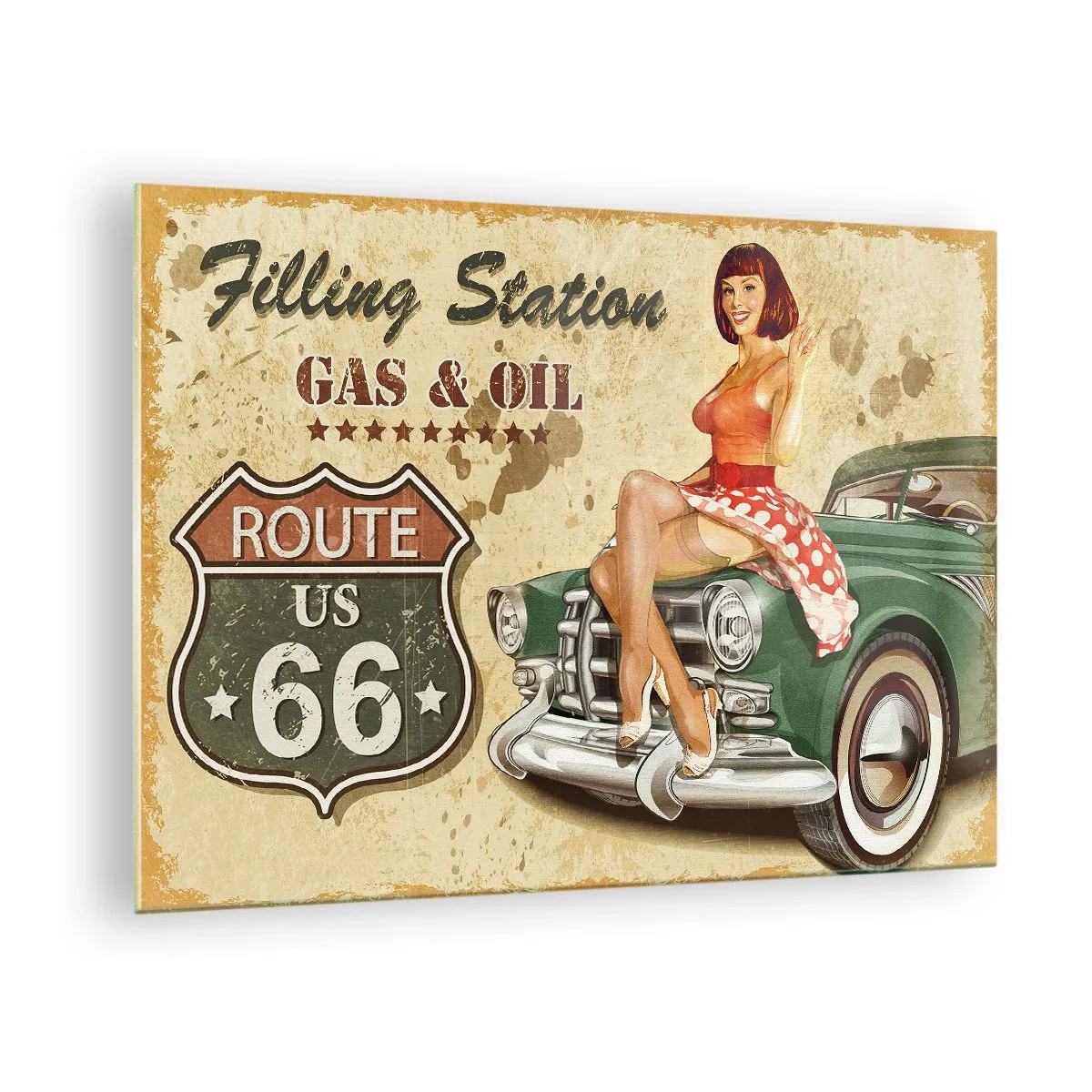 Quadro em vidro - Os maravilhosos anos 40 - 70x50cm - Os gloriosos anos 40 - Decoração de parede moderna para a sala de estar e quarto ARTTOR