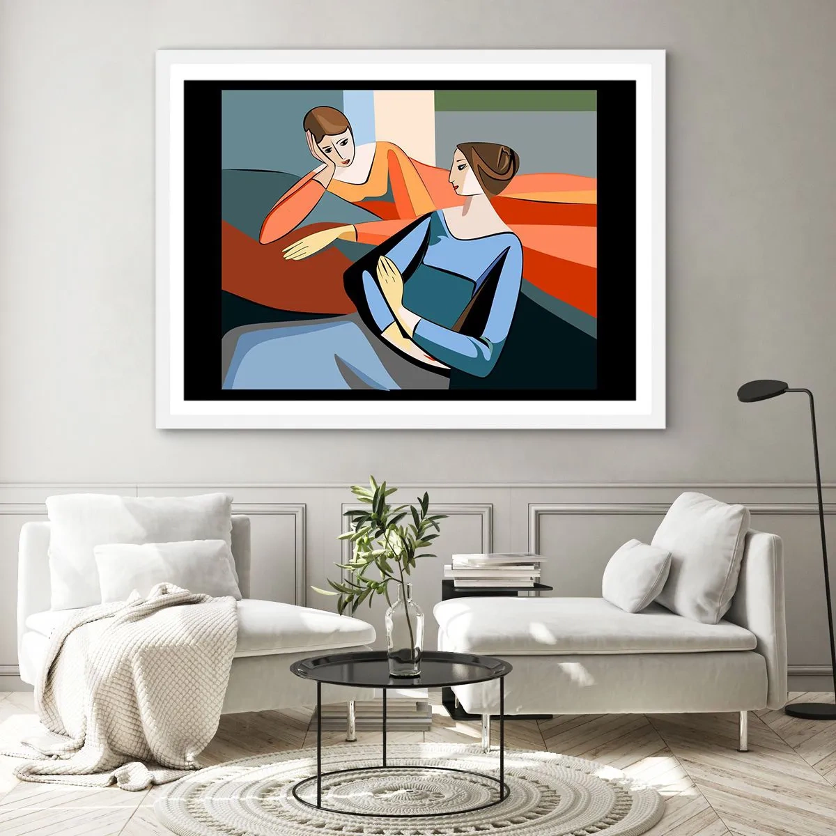 Pôster em moldura branca - Um momento de confiança - 100x70 cm