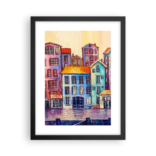 Pôster com moldura preta - Uma cidade como de um conto de fadas - 30x40 cm