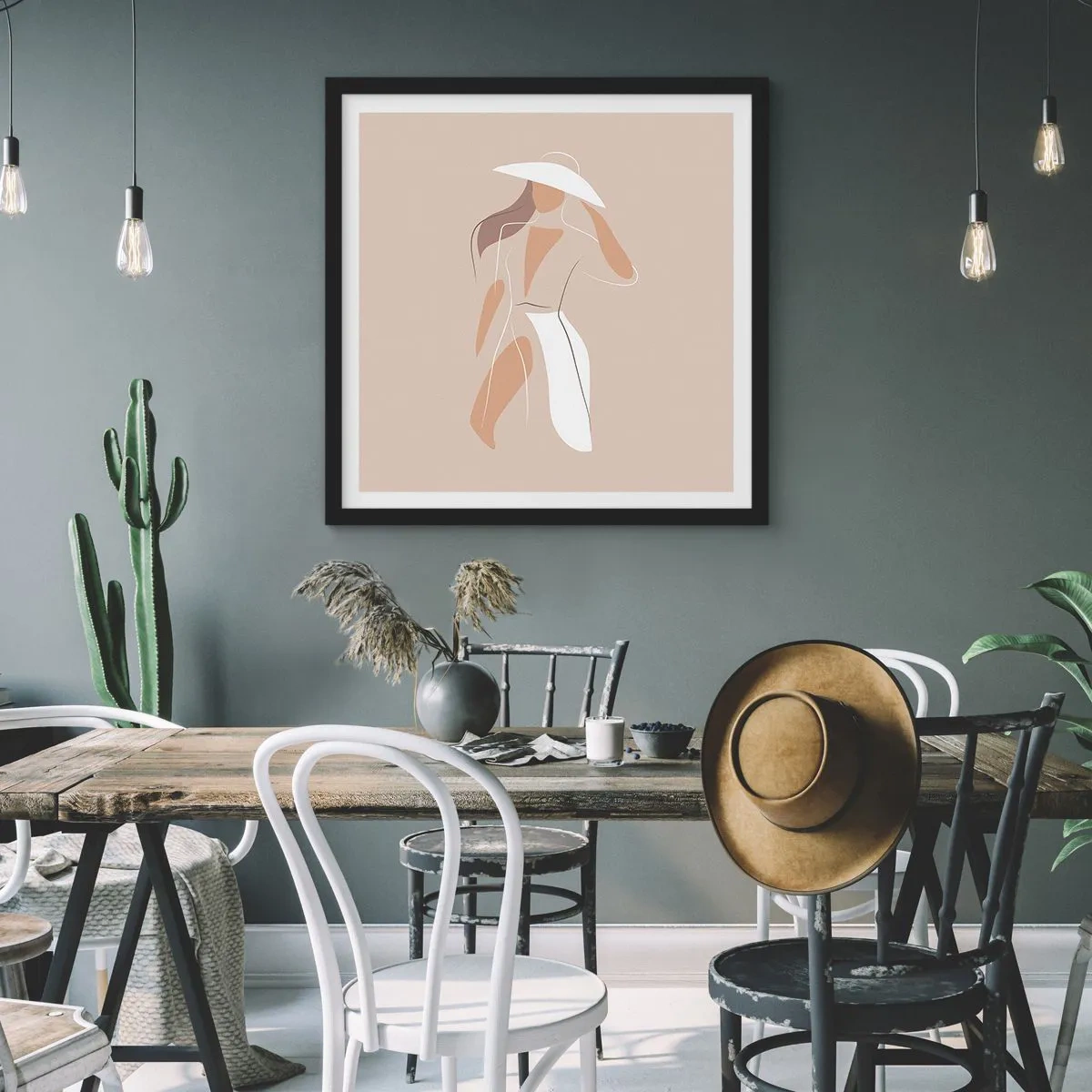 Pôster com moldura preta - A moda é diversão - 50x50 cm