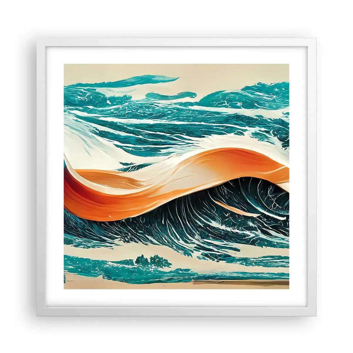 Pôster em moldura branca - O sonho de um surfista - 50x50 cm