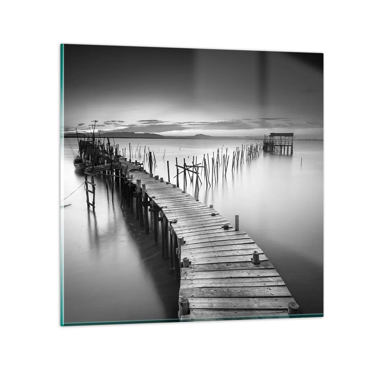 Quadro em vidro - A tranquilidade de uma costa esquecida - 60x60 cm